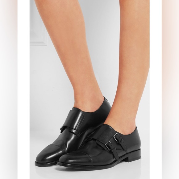 SAINT LAURENT Dylan Double-Monk Oxford Flats (black leather, size 38) - Picture 2 of 4